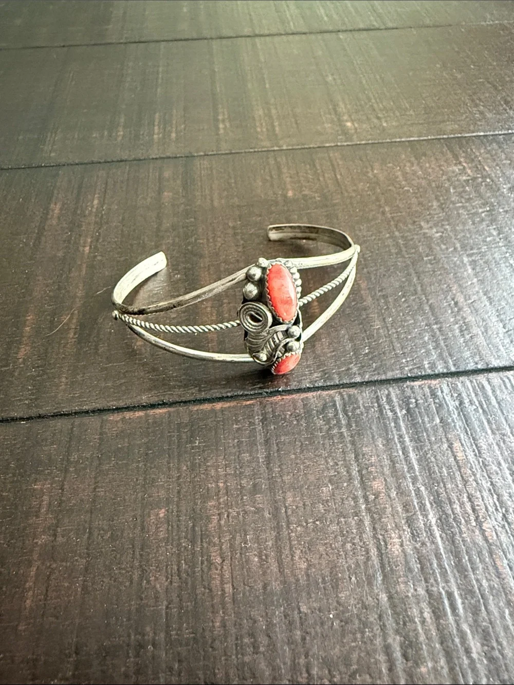 Sterling-Style Coral Turquoise Accent Cuff Bracelet - Women's Jewelry